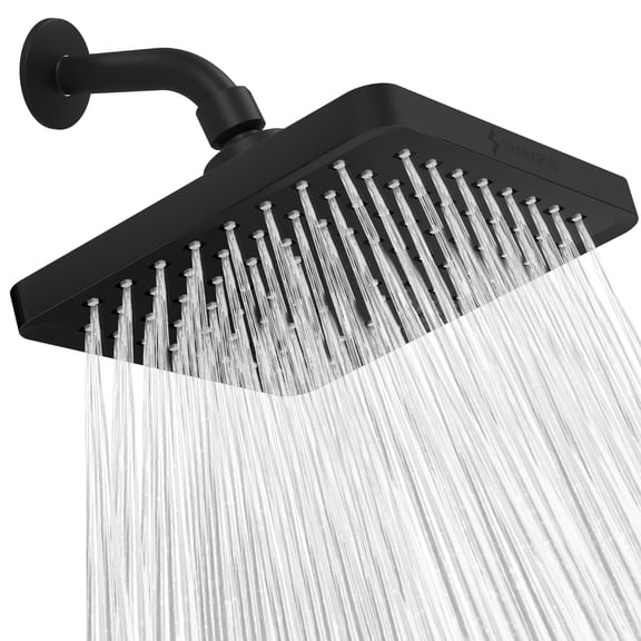 SparkPod High Pressure Rainfall Shower Head, Easy Install, Energy Saving (8 inch Square, Black Matte)