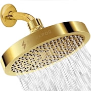 SparkPod High Pressure Rainfall Shower Head, Easy Install, Energy Saving 6 inch Round, Gold