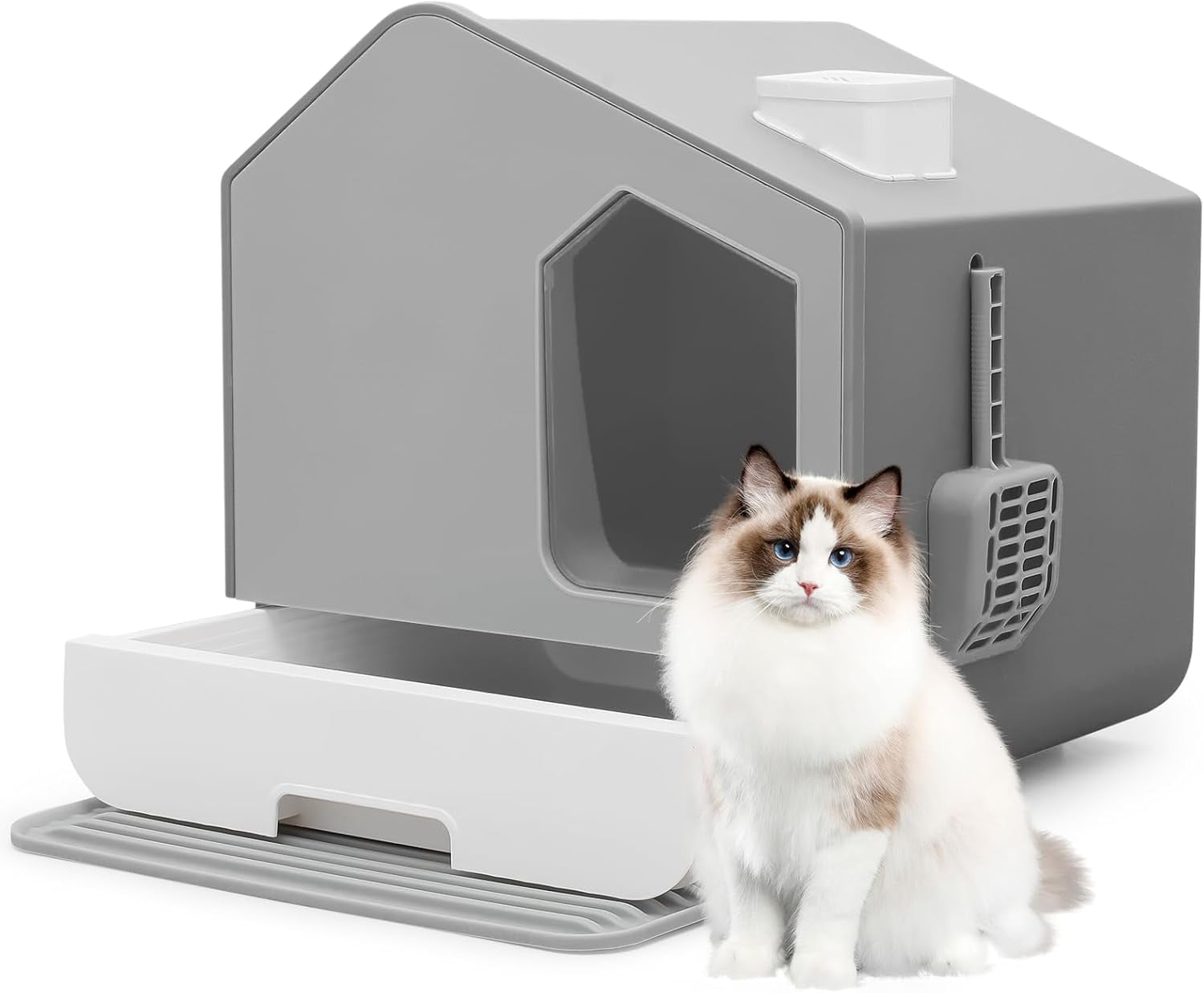 SparkTrend Hooded Litter Box Fully Enclosed Splash-Proof Cat Litterbox ...