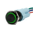 thumbnail image 1 of Sparked Innovation12V black ring light SPDT latching push-button switch (Green), 1 of 3