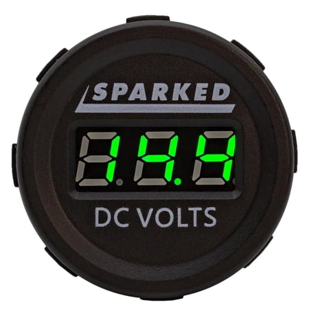 Sparked Innovations Single Display 12V DC Voltmeter Battery Voltage Monitor (Green)