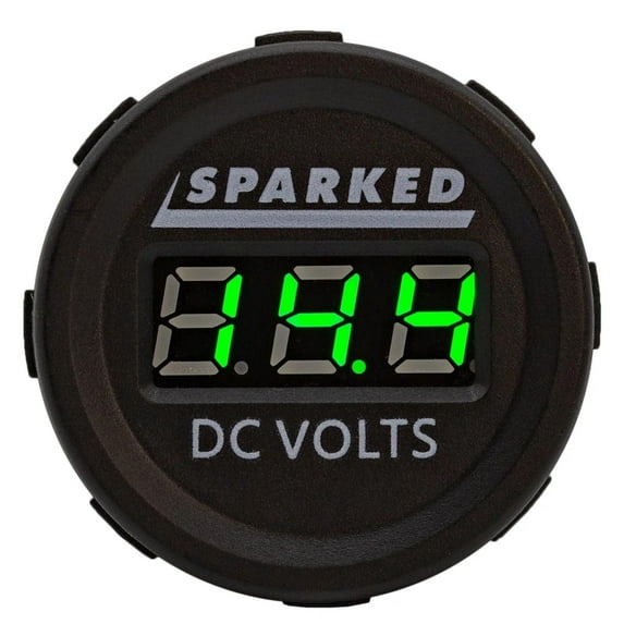 Sparked Innovations Single Display 12V DC Voltmeter Battery Voltage Monitor (Green)