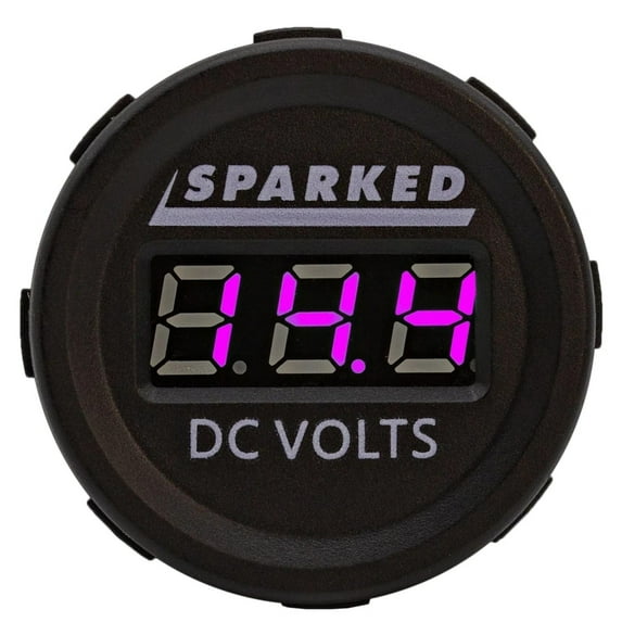 Sparked Innovations Single Display 12V DC Voltmeter Battery Voltage Monitor (Purple)