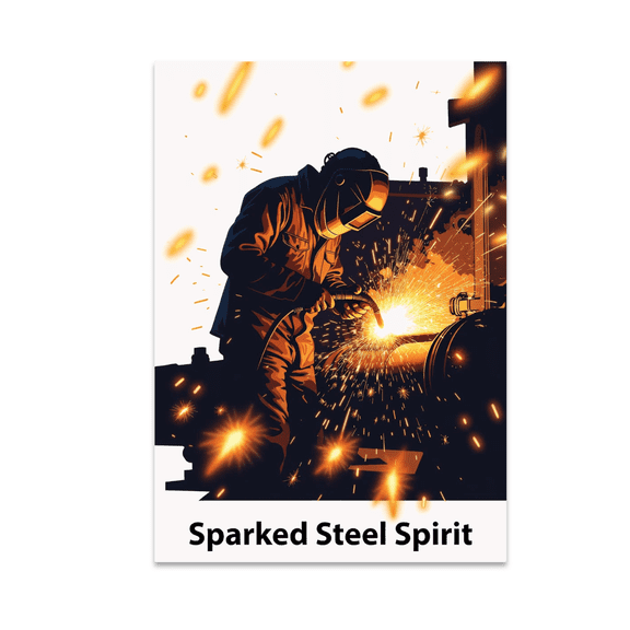Sparked Steel Spirit - Industrial Welder Wall Art - 13x19 Poster Print