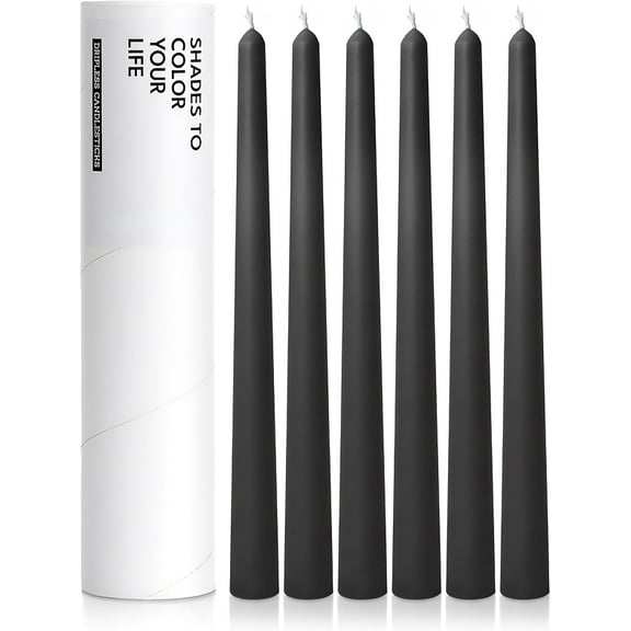 Sparklane - 6 PK 10" Classic Taper Candles, Black, 7-8 Hours Long Burning, Unscented Tall Candlesticks