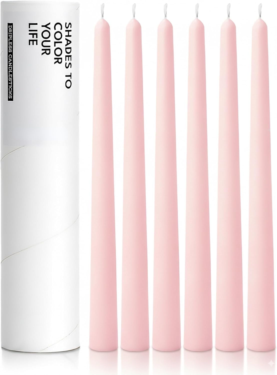Sparklane 6 PK 10" Classic Taper Candles, Blush Pink, 78 Hours Long — free download