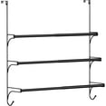 thumbnail image 1 of Sparklane - Adjustable Over The Door Triple Towel Rack with Hooks,Black, 1 of 6