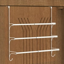 Sparklane - Adjustable Over The Door Triple Towel Rack with Hooks,White