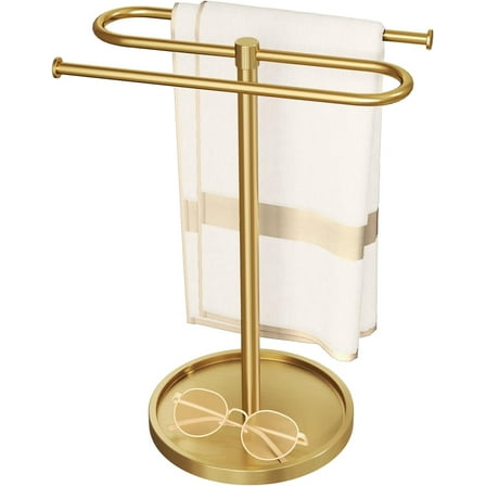 Sparklane - Bathroom Hand Towel Holder Stand Gold, S-Shape Countertop Towel Standing, Stainless Steel Towel Rack Bar Holds 2 Towels for Kitchen