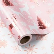 Sparklane Pink Christmas Wrapping Paper Roll for Girls Women, Santa Disco Ball Cactus Design, Rose Gold Foil Western CowGirls Holiday Gift Wrap, Mini Roll 17 in x 16.4 Ft