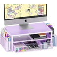 thumbnail image 1 of Sparklane - Desk Organizers and Accessories, 2-Tier Computer Monitor Stand Riser with Drawer and 2 Pen Holders, Laptop Stand, Office Desk Accessories for Office Supplies, Purple, 1 of 13