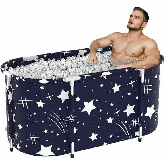 Sparklane - Ice Bath Tub 129 Gallon Cold Plunge Tub Portable Bathtub for Adults for Hot and Cold Baths, Indoor and Outdoor Use (Blue Star)