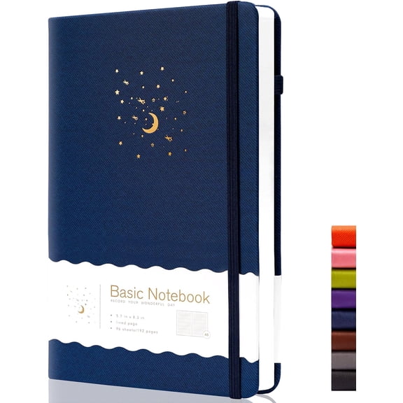 Sparklane Lined Journal Notebook for Work, Hardcover Notebook Journal with Pen Loop, A5 Notebook Journal Cover, Medium 5.7" x 8.3", (Blue Ruled), Gifts