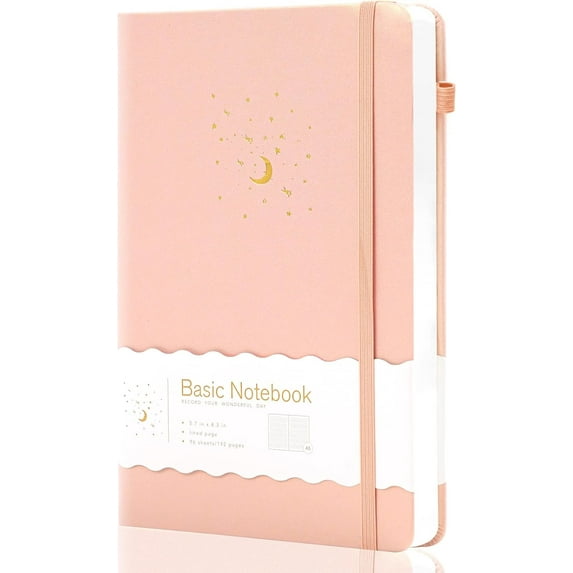 Sparklane Lined Journal Notebook for Work, 196 Pages, Medium 5.7" x 8.3", Hardcover Notebook Journal with Pen Loop, (Flash Pink Ruled), Gifts