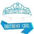 thumbnail image 1 of Sparklane Pink Birthday Crown and Sash Set, Women's Princess Birthday Accessory, One Size, Female, Girls, 1 of 15