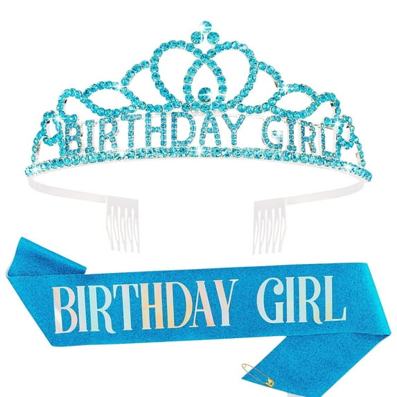 Sparklane Pink Birthday Crown and Sash Set, Women's Princess Birthday Accessory, One Size, Female, Girls