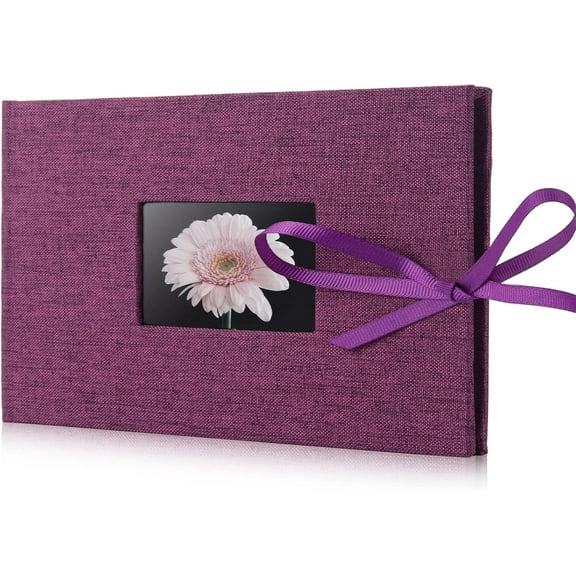 Sparklane - Small Photo Album 4x6, Picture Album Holds 24 Horizontal Photos, Linen Fabric Cover Picture Book for Photos with Front Window, Mini Brag Book Photo Books for Weddings Family Boudoir