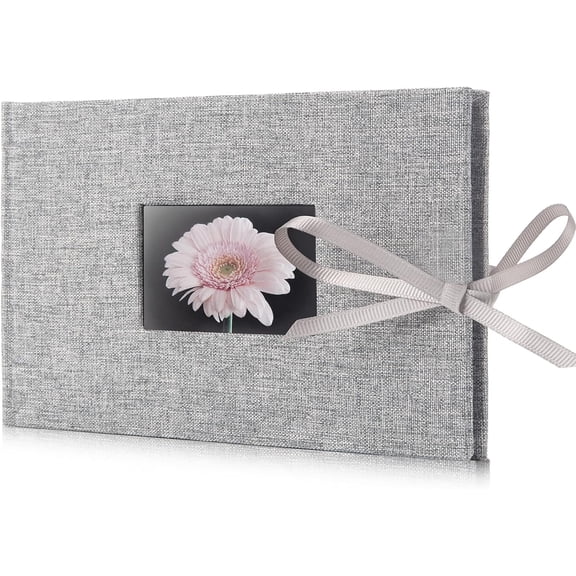 Sparklane - Small Photo Album 4x6, Picture Album Holds 24 Horizontal Photos, Linen Fabric Cover Picture Book for Photos with Front Window, Mini Brag Book Photo Books for Weddings Family Boudoir