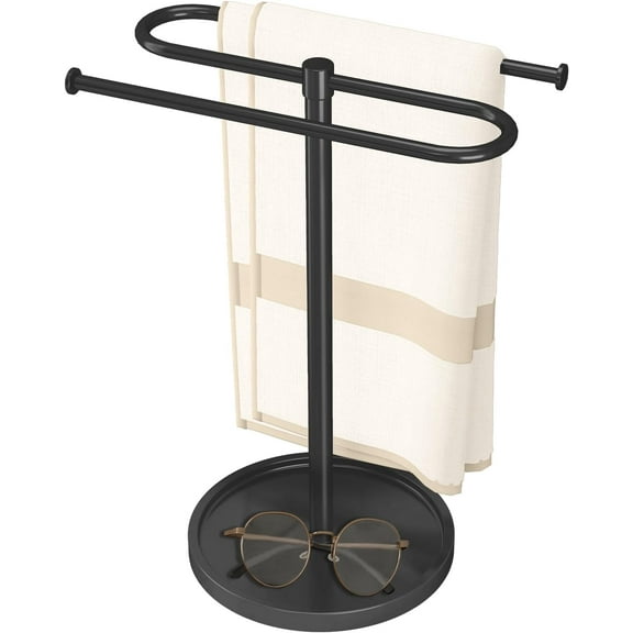Sparklane - Towel Holder Stand, Stainless Steel Hand Towel Holder Rack for Bathroom Countertop, S-Shape Free Standing Towel Bar Holds 2 Towels for Kitchen Countertop, Black