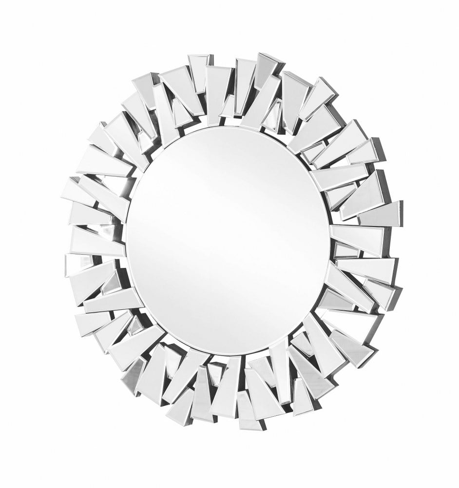 Elegant Sparkle 39.5" Glam Round Clear Glass Mirror