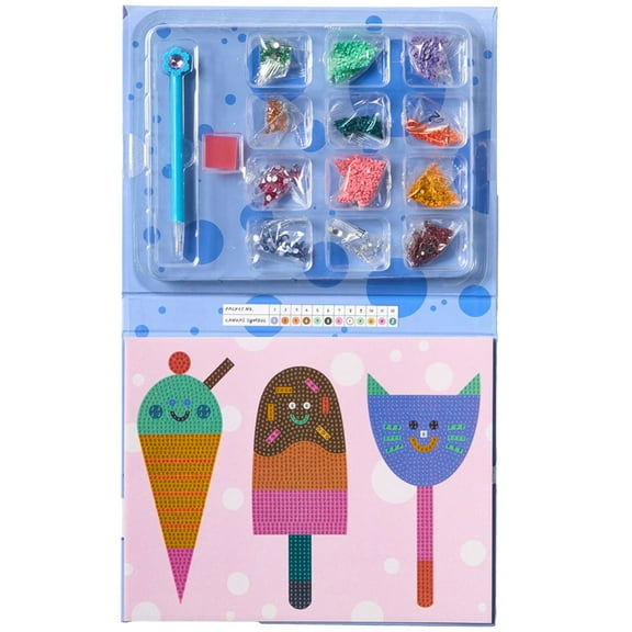 Journey of Something: Sparkle Art - Yum! Yum! Yum! - DIY Bedazzled Artwork Craft Kit, Adhesive Canvas, Dessert Scene, 2000 Crystals, Stylus, Kids 6+