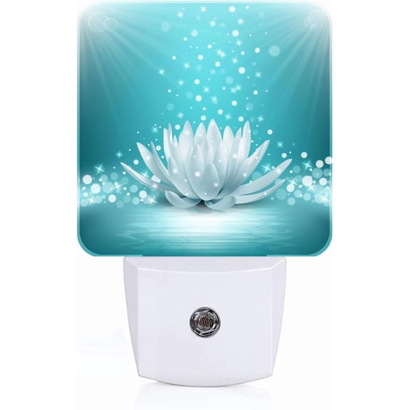 Sparkle Blue Zen Lotus Flower Night Light,Plug Into Wall Decor for Stairway,Hallway,Kitchen,Dusk to Dawn Sensor Nightlights for Boys/Girls/Women/Men Room Gifts
