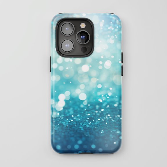 Sparkle Bokeh For All iPhone Series Tough Phone Case Glitter Abstract Blue