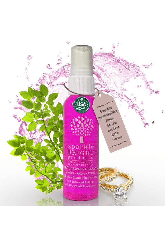 All-Natural Jewelry Cleaner Solution - 2oz. Travel Spray | Jewelry Cleaning for Diamonds, Fine, Costume, Designer, Fashion Jewelry