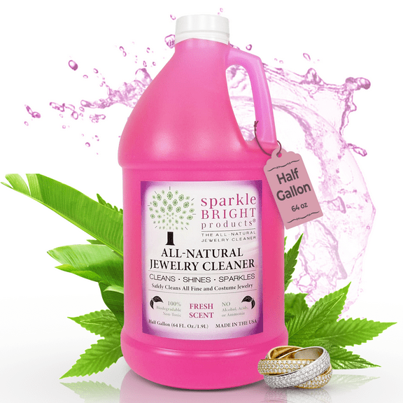 Sparkle Bright All-Natural Jewelry Cleaner Solution | Half Gallon (64oz.)