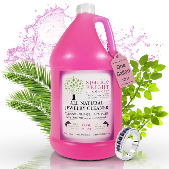 Sparkle Bright All-Natural Jewelry Cleaner Solution | One Gallon (128oz.)