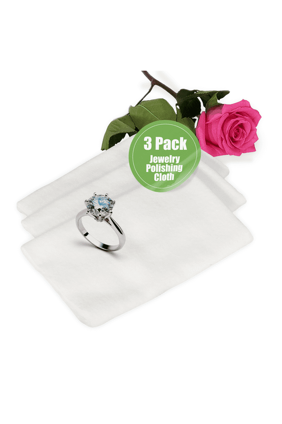 Products All-Natural Jewelry Cleaner, 100% Cotton Jeweler's Polishing/Drying Cloth. 3-Pack