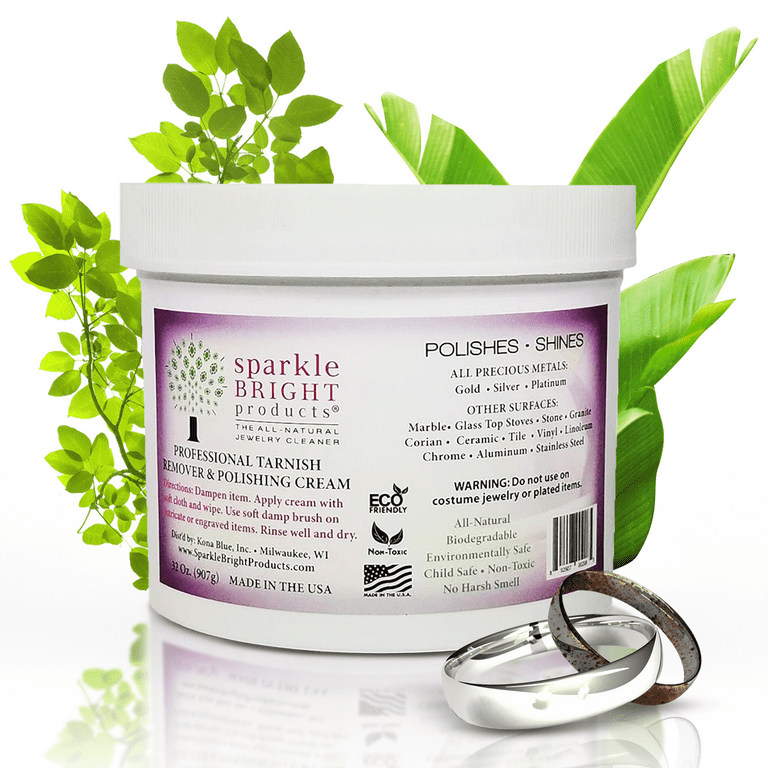 Sparkle Bright Products All-Natural Jewelry Cleaner, Tarnish Remover &  Polishing Cream - 32oz.