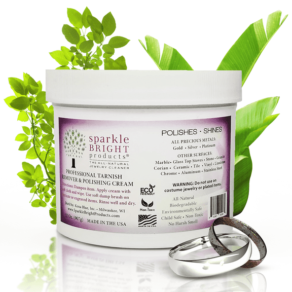 Sparkle Bright Products All-Natural Jewelry Cleaner | Tarnish Remover & Polishing Cream - 32oz. | Gold, Silver, Platinum Metal Polish for Jewelry Cleaning