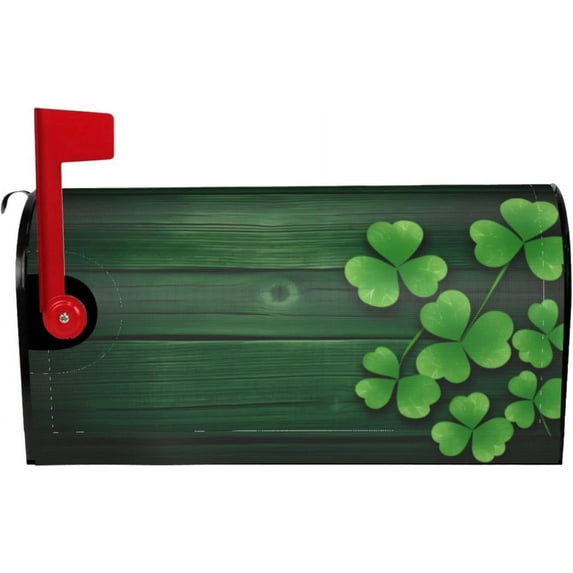 Sparkle Clovers Shamrocks Magnetic Mailbox Covers, Mail Wraps Garden Yard Home Decor for Outdoor Standard Size 21x18 in