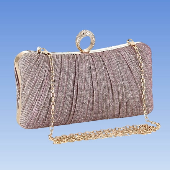 Sparkle Clutch for Women Glitter Evening Bag Pleated Crystal Clasp Bridesmaid Party Clutch Pink,Size Free Size