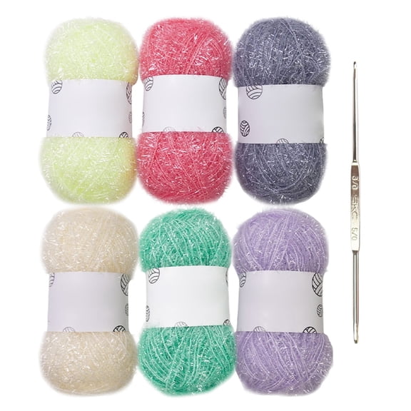 Sparkle Crochet & Knitting Yarn Dish Scrubby Yarn Soft Polyester Sparkle Yarn for Dishcloths, Scrubbies & Craft Projects Macaron Color 1 Ball