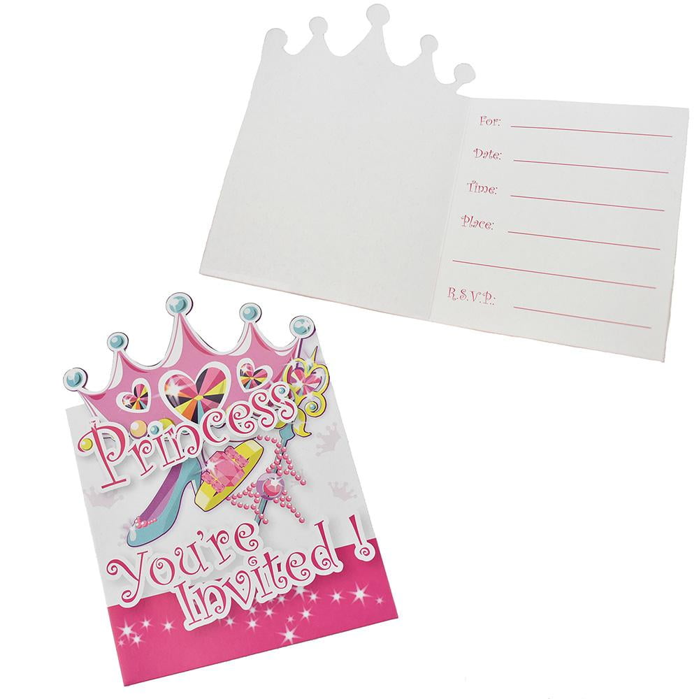 FIREFLY IMPORTS Sparkle Crown Princess Invitations, 5-1/2-Inch, 8-Count