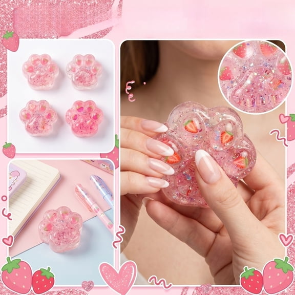 Sparkle Crystal Paw , High-Quality Silicone Stress Relief - Translucent Cat Claw Fidget, Hand-Pinching Sensory Items, Soft Squeeze Decompression Dough