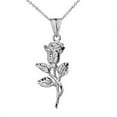 thumbnail image 1 of Sparkle Cut Rose Pendant Necklace in White Gold :  14K  Pendant with 22" chain, 1 of 1