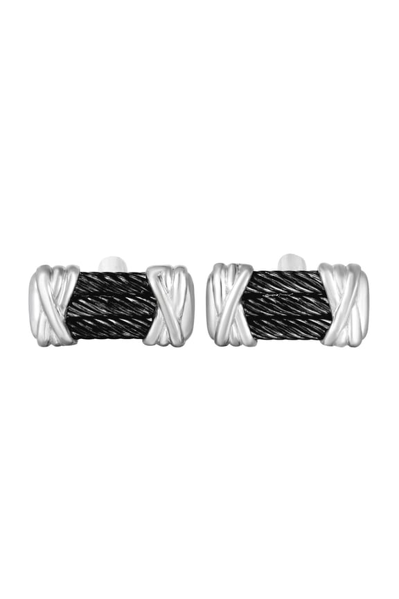 Sparkle-Cut/ Textured Italian Cable Cuff Bracelet Link Cuff Link for Men