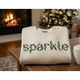 thumbnail image 1 of Sparkle Embroidered Sweatshirt, Holiday Lettering Sweater, Christmas Wreath Text Design, Cozy Winter Gift, 1 of 4