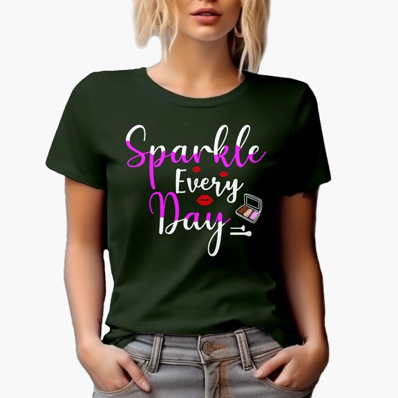 Sparkle Every Day with Eyeshadow Palette, Beauty Themed Merch Gift for Makeup Artist or Lovers, Cosmetologists & Beauticians, Military Green T-Shirt, X-Large