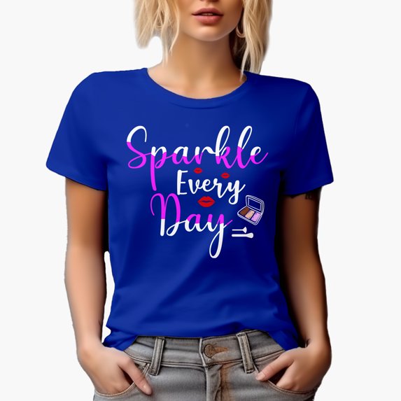 Sparkle Every Day with Eyeshadow Palette, Beauty Themed Merch Gift for Makeup Artist or Lovers, Cosmetologists & Beauticians, Royal Blue T-Shirt, Small