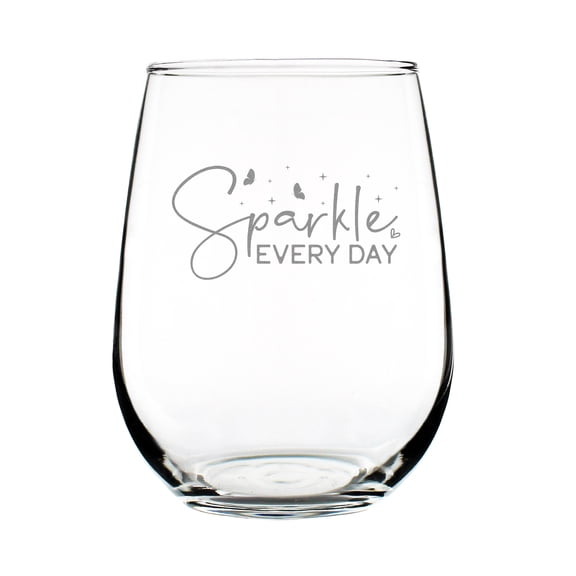 Sparkle Every Day Stemless Wine Glass, Hand Engraved Etched Glass 17oz, Unique , Personalized Idea
