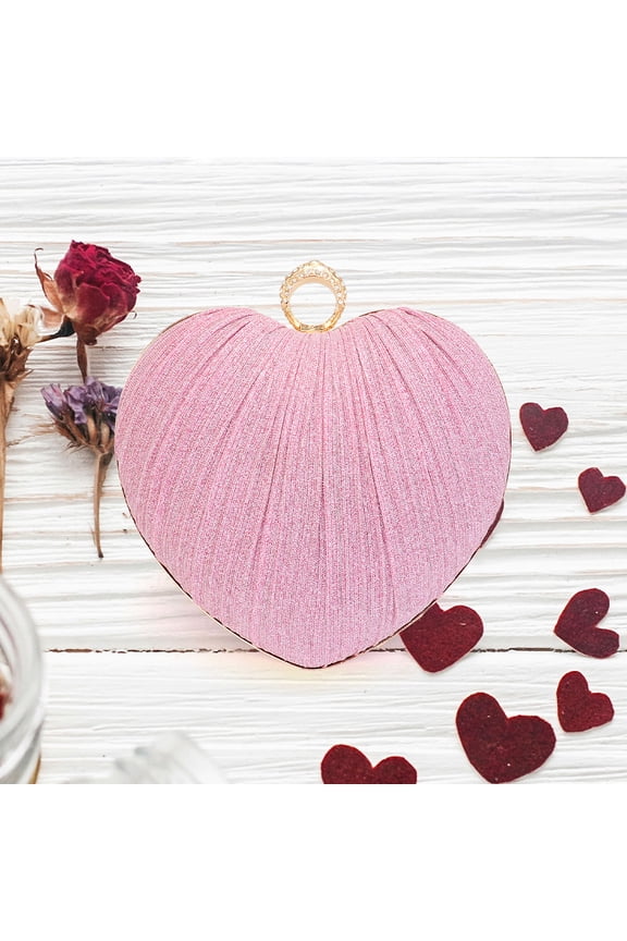 Sparkle Fabric Heart Fold Clutch / Evening Bag / Crossbody Bag