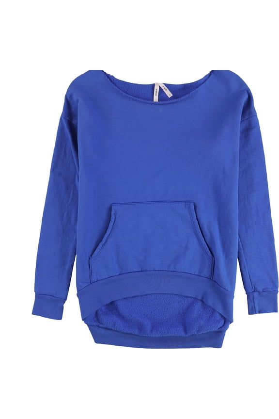 Womens Raw Edge Neckline Sweatshirt, Blue, Small
