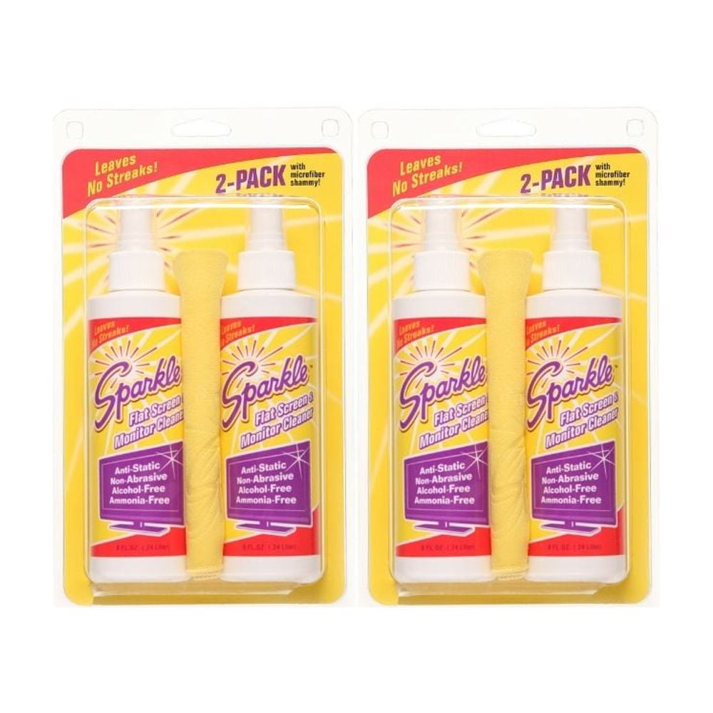 Sparkle Flat Screen & Monitor Cleaner Spray 2Pack with Microfiber