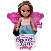Sparkle Girlz Princess Brunette & Green Hair with Pink & Green Dress Mini Doll