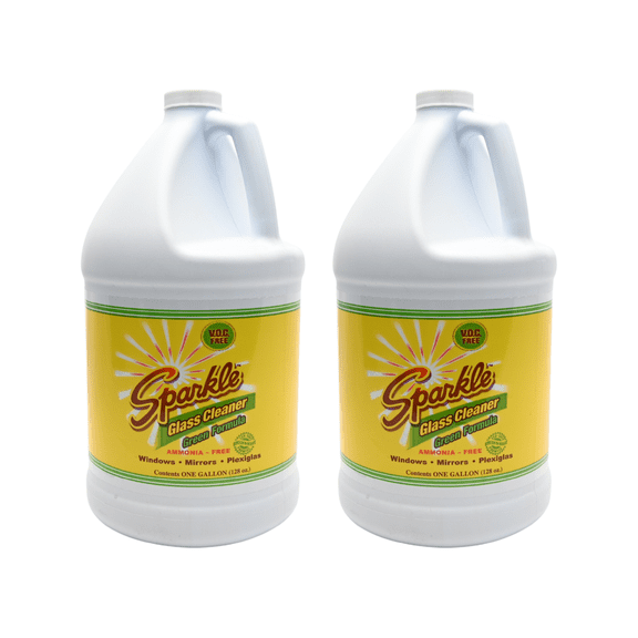 Sparkle Glass Cleaner Refill Bottle, Ammonia-Free Green Formula, V.O.C Free, Leaves No Streaks, One Gallon Refill Bottle (Pack of 2)