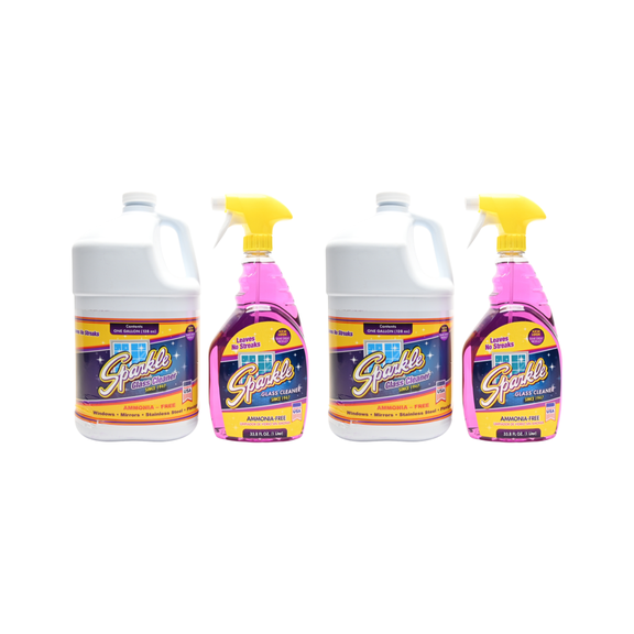 Sparkle Glass Cleaner Spray Bottle & Refill Bottle, Ammonia-Free Original Formula Glass Cleaner, Leaves No Streaks, 33.8 FL OZ Spray Bottle & 1 Gallon Refill Bottle (Pack of 2)